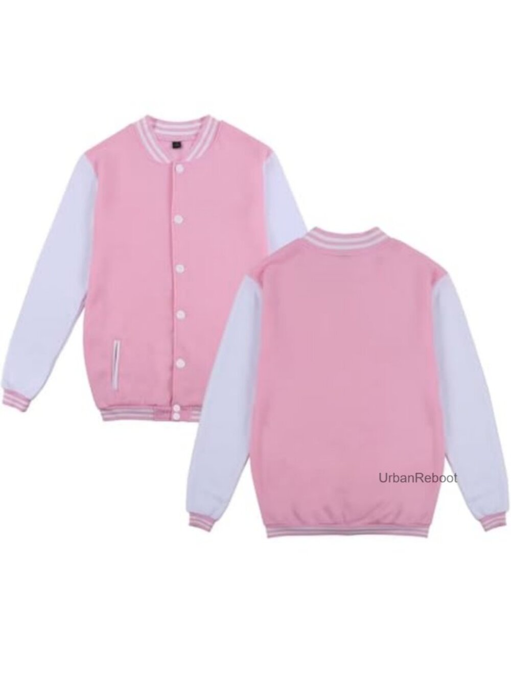Varsity Baseball Jacket Letterman Bomber Snap Button Unisex Streetwear Coat